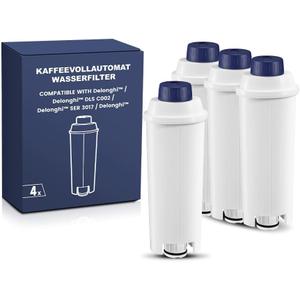 Coffee Machine Fitler, Delonghi Filter Replacement for DLSC002, Delonghi Magnifica Evo, Dinamica Plus, ESAM, ETAM, BCO, EC. Activated Carbon Water Filter Cartridges Softener (4 Pcs)