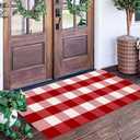 Red Hallway Runner Rugs:2x4 Ft Christmas Machine Washable Pliad Rugs for Kitchen, Small Checkered Carpet for Bedroom Living Room, Soft Non-Slip Rugs for Laundry Girls Nursery Bathroom Home Entry Decor
