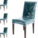 4pcs Chair Covers for Dining Chairs Plastic Dining Chair Covers Waterproof Kitchen seat Cover for Chairs Clear Char Protectors Cover slipcovers Set Anti Stain and Easy to Clean W/21 x D/18