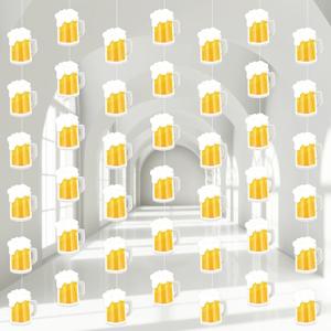 Pajean 8 Pcs Beer Birthday Party Decorations Beer Mug Garland Banner Whiskey Bar Ceiling Hanging Streamers Cheers Cutouts for Wedding Baby Shower Bachelor Oktoberfest Party Decor Photo Props Supplies