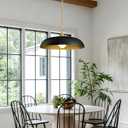 17.8" Black Gold Metal Dome Indoor Pendant Lights Kitchen Island, Large