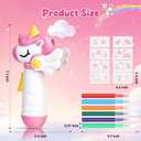 Unicorn Marker Airbrush Spray Art Kit, Art Supplies for Kids Ages 8-12, Unicorn Toys for Girls Age 4-6, Craft Kits Paint with 5 Washable Markers&8 Stencils, Birthday Holiday Easter for Kids, Girls (Pink)