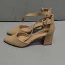 Mysoft Women's Pointed Toe Low Chunky Heels Closed Toe Ankle Strap Dress Pump Shoes 7