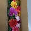 Dlerom Hawaiian Table Centerpieces Artificial Hibiscus Flowers Arrangements Wooden Crate, Wooden Planter with Tropical Palm Leaves for Summer Beach Tiered Tray Shelf Table Home Aloha Luau Party Decor