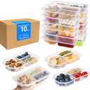 TAIHUIMY 9oz Reusable Snack Containers with Lids for Kid, New 3 Compartment Large Capacity Condiment Portion Control Meal Prep Containers for School lunch, Go out Travel, Party (10, 9, ounces)