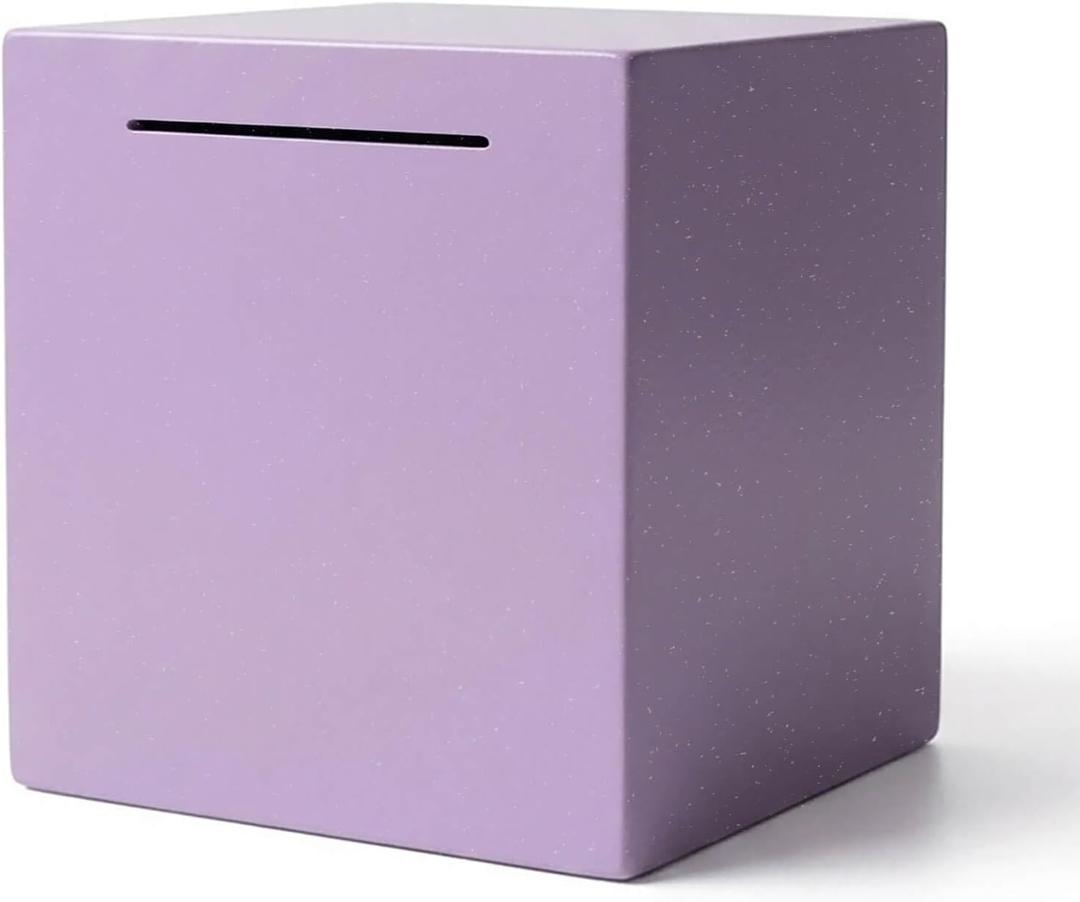 Stainless Steel Piggy Bank for Adults, Must Break to Open Money Saving Box, Unopenable Metal Coin Bank for Cash and Bills, Secure Savings Jar for Goals (Purple, 5.9 Inch)