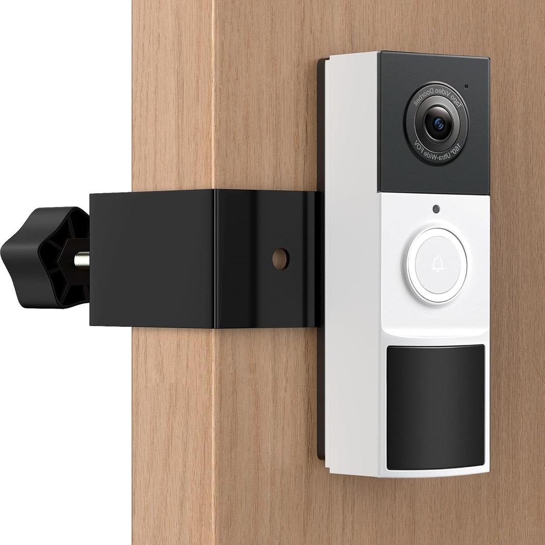 Anti-Theft Doorbell Mount Compatible with Tapo, Fully Metal Mounting Bracket for Tapo Video Doorbell D210/D235, Anti-Blocks Motion Sensor, No Drilling Adjustable for Houses/Apartments/Rentals - Black
