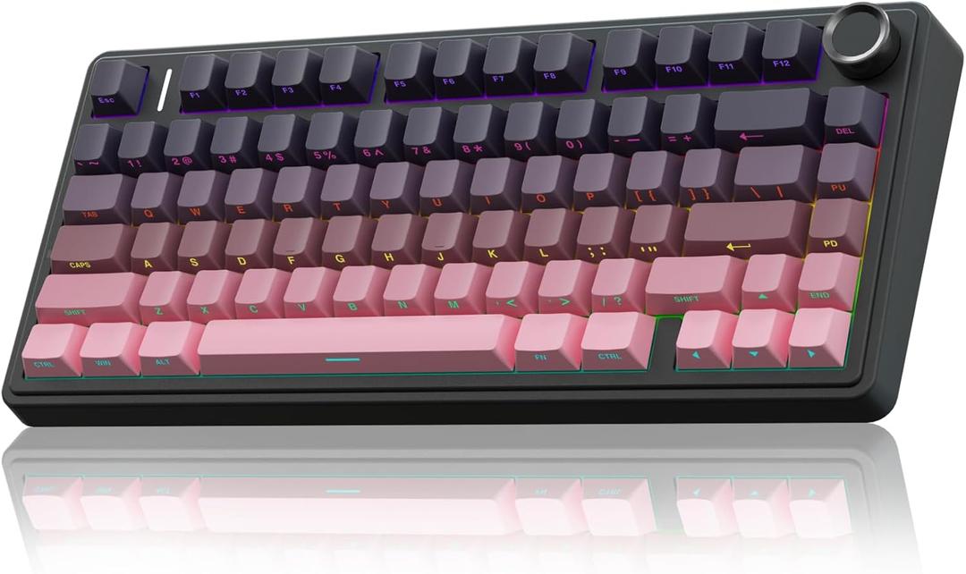 AULA F75 Pro Wireless Mechanical Keyboard, 75% Hot Swappable Custom Keyboard, RGB Backlit, Pre-lubed Reaper Switches, Side Printed PBT Keycaps Mechanical Gaming Keyboards, Pink & Black
