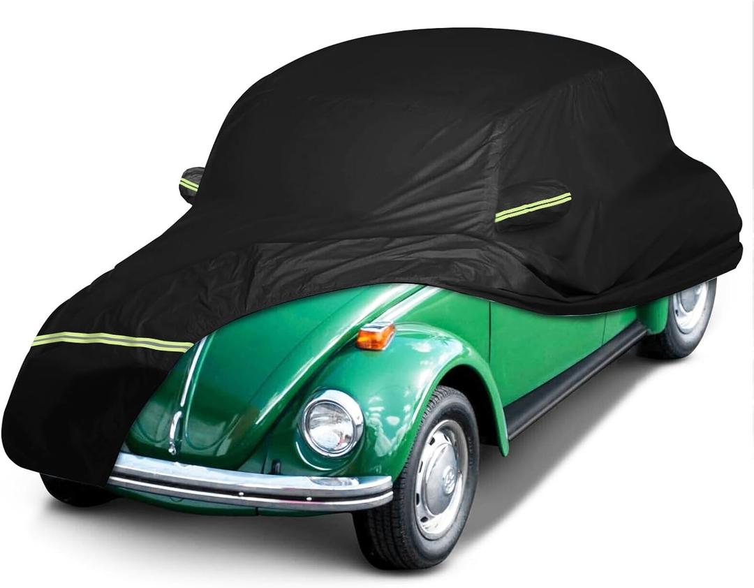 Waterproof Car Covers for 1960-1980 Volkswagen Beetle Bug Sedan 2-Door Saloon(Black) 210T Custom Outdoor Storm Hood