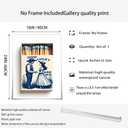 Vintage Western Chinoiserie Indigo Blue Matchbox Canvas Print - Cowboy Love Story Illustration | Farmhouse/Kitchen/Living Room Decor | Trendy Boho Chic Apartment/Home Office | 16x24 Inch Unframed​