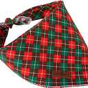 Lionet Paws Cotton Christmas Dog Bandanas,Red Green Grid Comfortable Dog Bandana Bibs Scarf Dogs Kerchief,Autumn Scarves for Small Medium Dogs Pets (Small (Pack of 1))