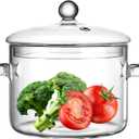 Clear Glass Safe Borosilicate Pans Simmer Pot for Stove, Potpourri Cooking Saucepan with Cover, for Soup, Milk, Baby Food,Fruit and Spices 1.5L/ 50 FL OZ,Saucepan Pots for Stove Top Small Soup Pan