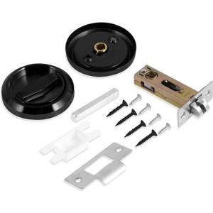 Round Recessed Door Lock, Flush Door Knob, Recessed Door Handles Recessed Door Pull Latch Knob Round Embedded Concealed Door Pull for Bathroom Bedroom (Black)