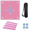 Qintan Mahjong Mat with 4PC Coasters, Tile Racks & Pushers, 32x32 in, Pink