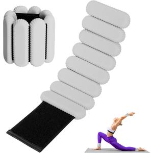 Wrist Ankle Weights for Women, Adjustable Ankle Weights Strength Training Silicone Bracelets Workout Wrist Ankle Weights for Men Women Yoga Running Dance Ankle Arm Leg Weights (2lb) (Grey)