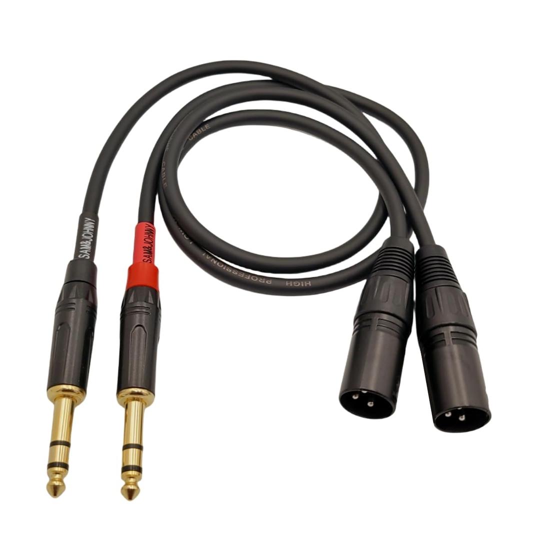 Sam&Johnny 1/4 inches to XLR Cable, 6.35mm TRS to XLR Male Balanced Mic Cable, 2-Packs Microphone Cord Patch Cable(2 feet)
