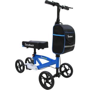 Economy Knee Scooter Steerable Knee Walker for Foot Injuries Compact Crutches with Dual Rear on-Wheel Brake and Shock Absorption Under The Knee pad