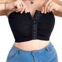 WDIRARA Women's Plus Size Front Closure Bras Strapless Bralettes Full Coverage Bras (4X-Large, Black)