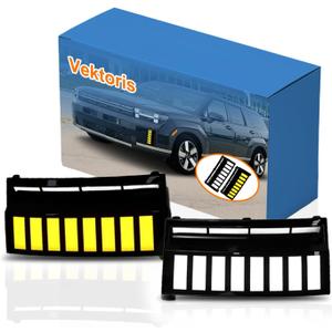 Front Bumper Fog Lights for Hyundai Santa FE 2024 2025-One Pair(L+R) LED Lamps Replacement front panel Trim, Function as Daytime Running Light & Turn Signal Light Water-proof Dust-proof