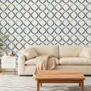 VEELIKE Blue Ogee Trellis Geometric Peel and Stick Wallpaper Modern Art Deco Wallpaper for Bedroom Bathroom 17.7''x354'' Renter Friendly Self Adhesive Abstract Wall Paper Geometric Contact Paper