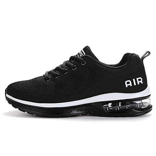 QAUPPE Womens Fashion Lightweight Sports Walking Sneakers Breathable Gym Jogging Running Tennis Shoes (Black US 7 B(M)