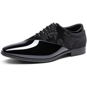 Bruno Marc Men's Dress Tuxedo Shoes Classic Patent Velvet Lace-up Formal Caden Oxford, Size 9