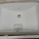 Undermount Bathroom Sink Rectangle 21x14 Inch White Rectangular Porcelain Ceramic Vessel Sink with Overflow, Under Counter Lavatory Vanity