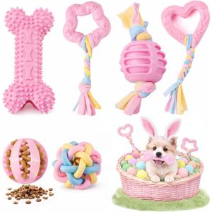 Squeaky Goose Chew Toy: Adorable Teething Fun for Small and Medium Dogs (Blue) (6 Pack Pink Chew Toys)