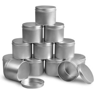 DINGPAI Candle Tin 8oz, Candle Containers for Candle Making, 12 Piece (Silver Color)