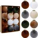 SUPREME XMAS 12 Pcs Christmas Tree Ornaments Set, 80mm/3.15in Large Velvet Christmas Ornaments for Xmas Tree Decorations Shatterproof Hanging Flocked Balls Ornaments Holiday Party Indoor Home Decor