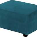 H.VERSAILTEX Real Velvet Plush 1 Piece Form Fit Stretch Rectangle Folding Storage Covers Ottoman Slipcovers Removable Footstool Protect Footrest Covers Elastic Bottom Washable(X-Large, Deep Teal)