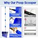 Chicken Coop Accessories, 4-in-1 Poop Scooper & Rake with 9" Sifting Plate, Adjustable 35.4"-63" Stainless Steel Handle for Cleaning Chicken Coops (Single Unit, Blue)