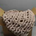 Bigacogo Chunky Knit Throw Blanket for Couch, 40x80 inches, 100% Hand Knitted with Thick Jumbo Chenille Yarn, Cozy Soft Large Rope Knot Cable Crochet Blankets for Sofa Bed Living Room, Taupe