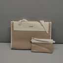 LOVEVOOK Laptop Tote Bag for Women 15.6 Inch Stylish Leather Work Tote Bag Purse Large Capacity And Waterproof Computer Briefcase for Business Office Travel, Khaki Beige