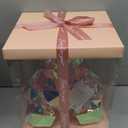 LED Teddy Bear Night Light, Holographic Iridescent Design, Nursery Decor Display Box with Ribbon (Pink Hear, Medium)