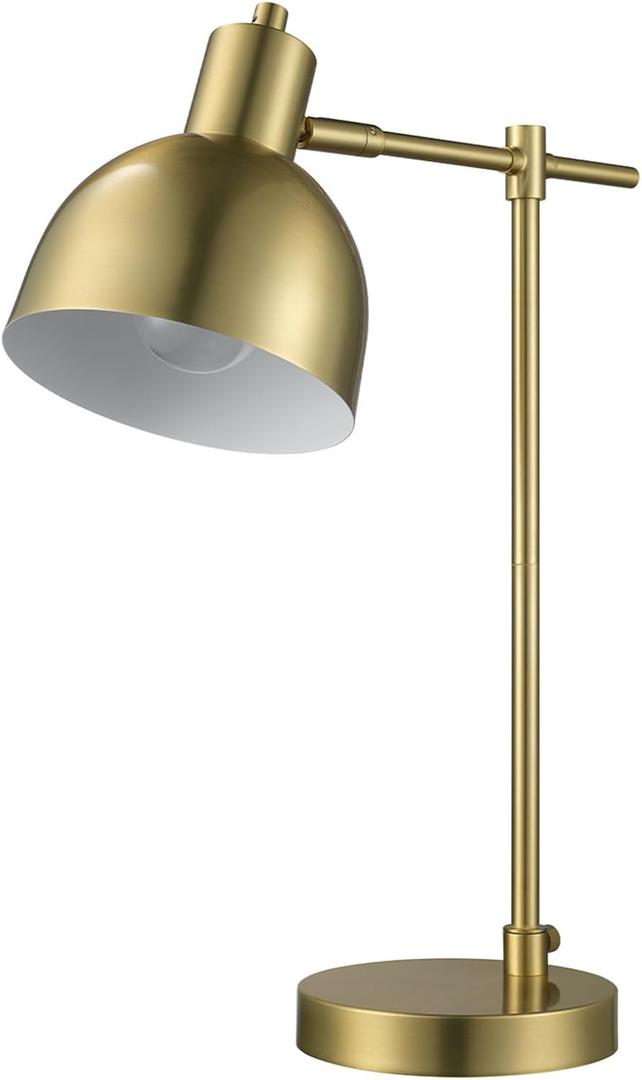 GLOBE Electric 61000058 18" Desk Lamp, Matte Brass Finish, Matte Black Metal Shade, Pivot Joint, On/Off Rotary Switch on Socket, E26 Base Bulb, Lamp for Living Room, Home Office