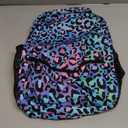 KOYI Leopard Print Backpack for Girls Cheetah Backpack, Gradient Bright Neon Blue Purple Cheetah Print Backpack, Children Casual Daypack Travel Laptop Backpack, 16.5 Inch
