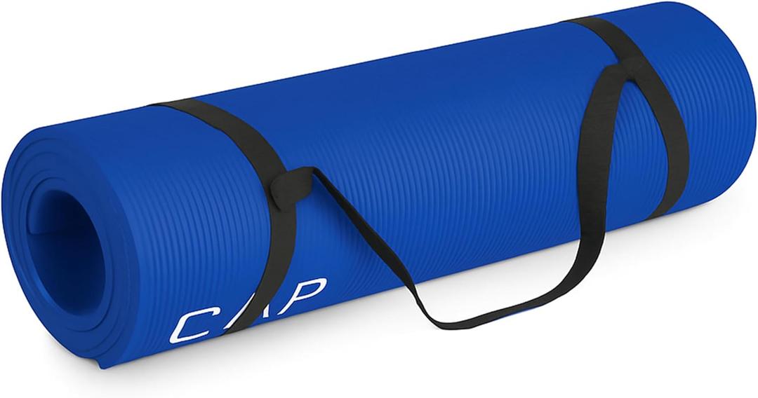 CAP Barbell 1/2-Inch High Density Exercise Yoga Mat with Strap | Multiple Options