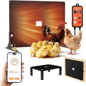 2-in-1 Chicken Coop Heater with APP & Thermostat,Smart Chicken Heater with Adjustable Temp (41~176) & 24H Timer,120 Watts Radiant Heat Flat Panel Heaters for Winter
