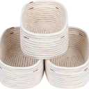 CubesLand Rectangle Woven Cotton Rope Organizer, Small Rainbow Basket for Kids, Baby & Pets' Toys, Shelves Storage