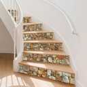 PLIGREAT 15 Strips Stone Pattern Stair Decals, Peel and Stick Bird Stair Riser Stickers for Steps 7.1"x39" Self-Adhesive Vinyl Stone Staircase Murals Decor for Home Hotel