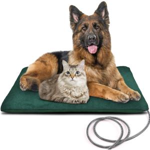 PETNF Outdoor Heated Pet Bed with Waterproof Cover,Pet Heating Pads for Dog,Soft Electric Blanket Auto Temperature Control,Heating Mat for Dog House Cabin Cot Doorway,Rescue Cats (XL: 35.4'' x 23.6'', Green)