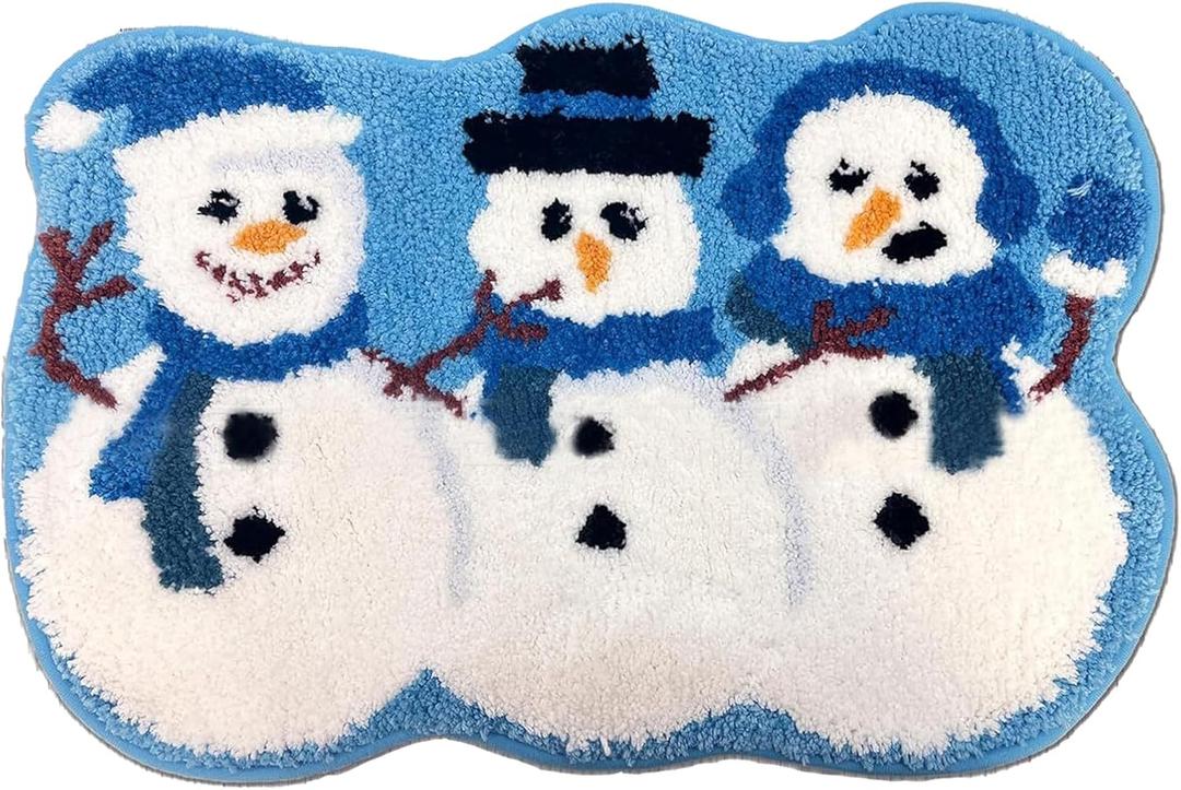 MSUIINT Christmas Gingerbread Man Rug, Non Slip Xmas Bath Rug, Cute Snowman Santa Clause Christmas Tree Bath Mat Winter Soft Absorbent Floor Mat for Tub Bathroom Home (D)