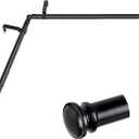 TONIAL Corner Window Curtain Rods, 36 to 72 Inch Center Rod for window 3/4 Inch Decoratice Telescoping Drapery Rods with Small Cap End, Black