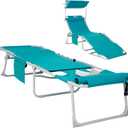 #WEJOY 3 in 1 Tanning Chair with Face Hole & Canopy, 300 lbs Heavy Duty 5 Positions Folding Face Down Lounge Chairs Outdoor with Pillow & Storage Bag Portable for Pool Beach Lawn Camping (Cyan)
