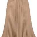 THHGPO Women's Pleated Skirts High Elastic Waist A-Line Swing Skirt Midi Length XL