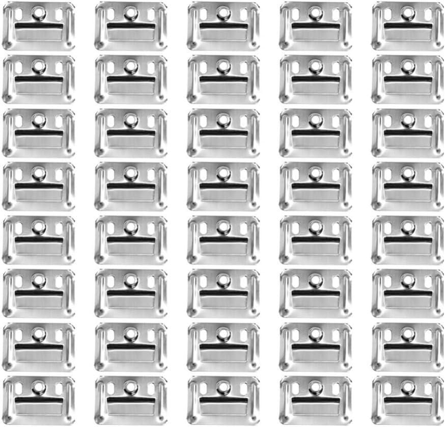 HEMOTON 100pcs Wall Buckle Interlocking Hanging Bracket Couch Clips Wall Panel Fixings Furniture Fixings Hanger Wall Panel Clips Wall Mounting Clips Stainless Steel Silver Clip