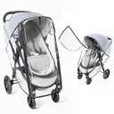 Clear Stroller Rain Cover, Universal Stroller Accessories, Waterproof Travel Weather Shield with Breathable Ventilation and Easy Access, Thick EVA & PVC Protect from Wind, Dust and Snow