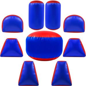 Soulchen 9 Pieces Inflatable Paintball Obstacles Air Bunker Set for Archery Tag Shooting Airsoft Archery Laser Tag Soft Foam Rifle, Water Gun (Blue)