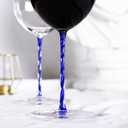 LUXU Wine Glasses(32oz) with Long Blue Stem & Clear Base,Luxury Crystal Red & White Wine Glasses Set of 2, Hand Blown,New World Designed Goblet in Premium Box,Perfect idea for Wine Lovers